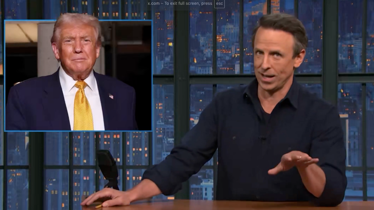 Screenshot of Seth Meyers discussing Donald Trump