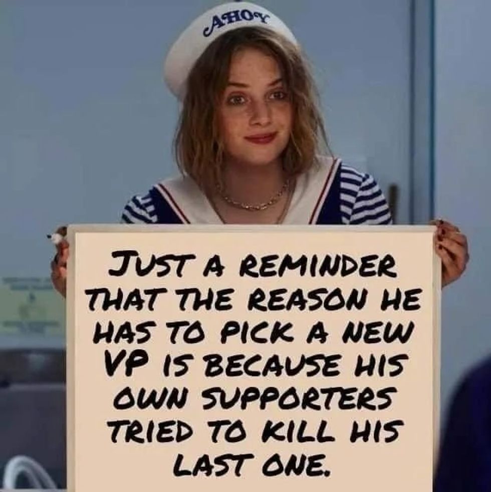 Screenshot of Stephen King's "Robin Holding a Whiteboard" meme about Mike Pence