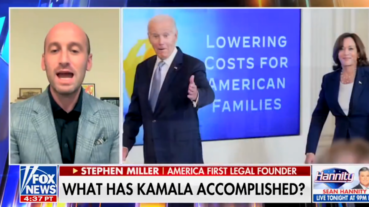 Screenshot of Stephen Miller discussing Joe Biden and Kamala Harris on Fox News