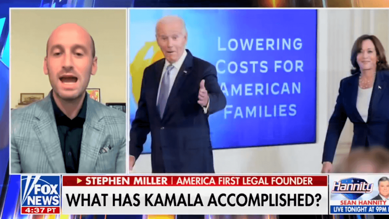 Screenshot of Stephen Miller discussing Joe Biden and Kamala Harris on Fox News