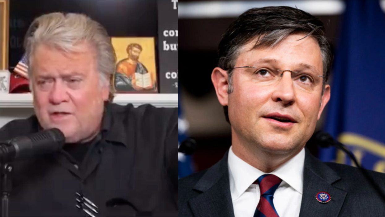 Screenshot of Steve Bannon; Mike Johnson