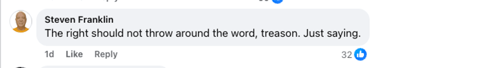 Screenshot of Steven Franklin's post