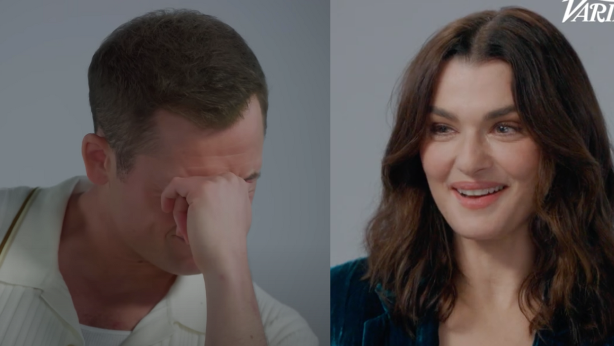 Screenshot of Taron Egerton; screenshot of Rachel Weisz