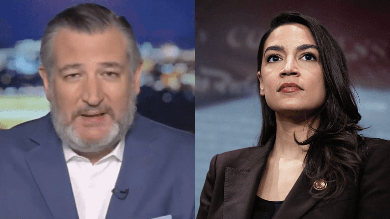 Screenshot of Ted Cruz; Alexandria Ocasio-Cortez
