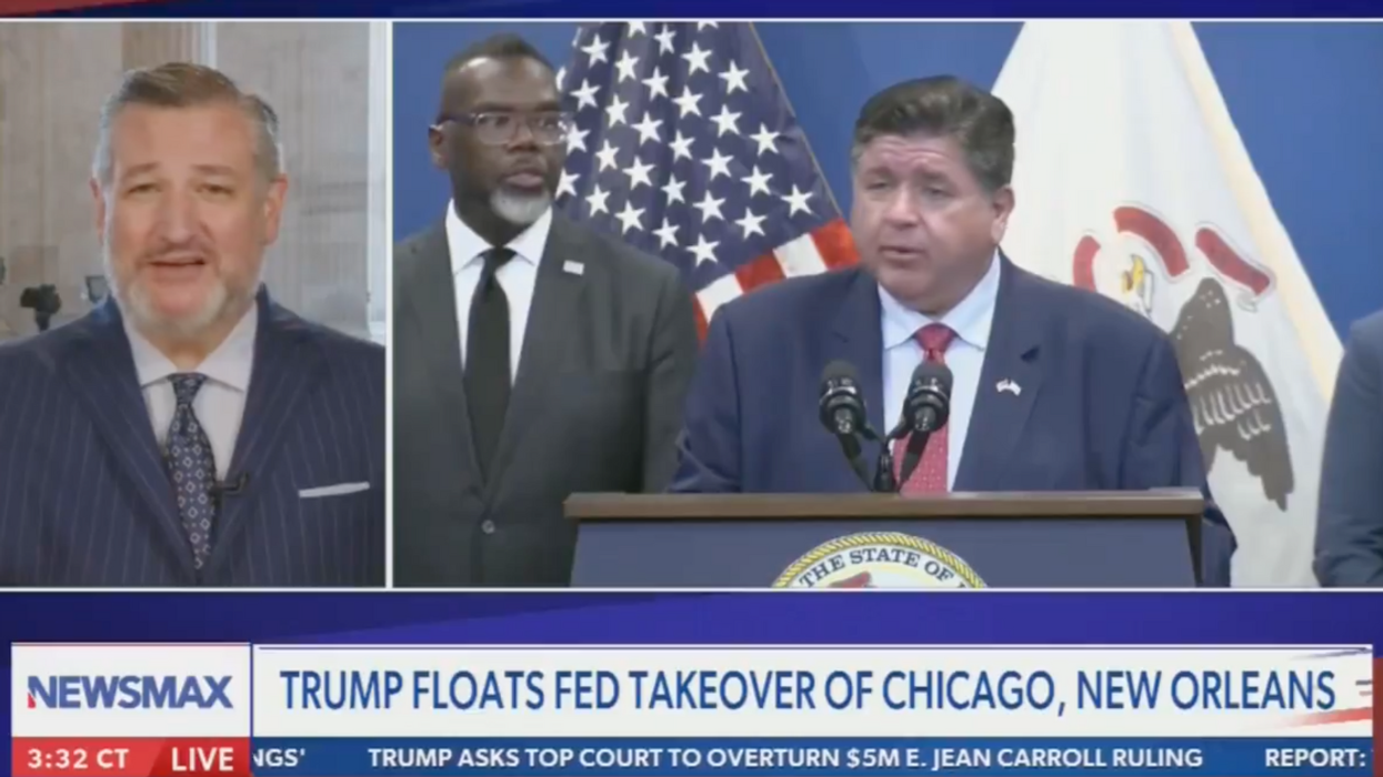 Screenshot of Ted Cruz discussing JB Pritzker on Newsmax