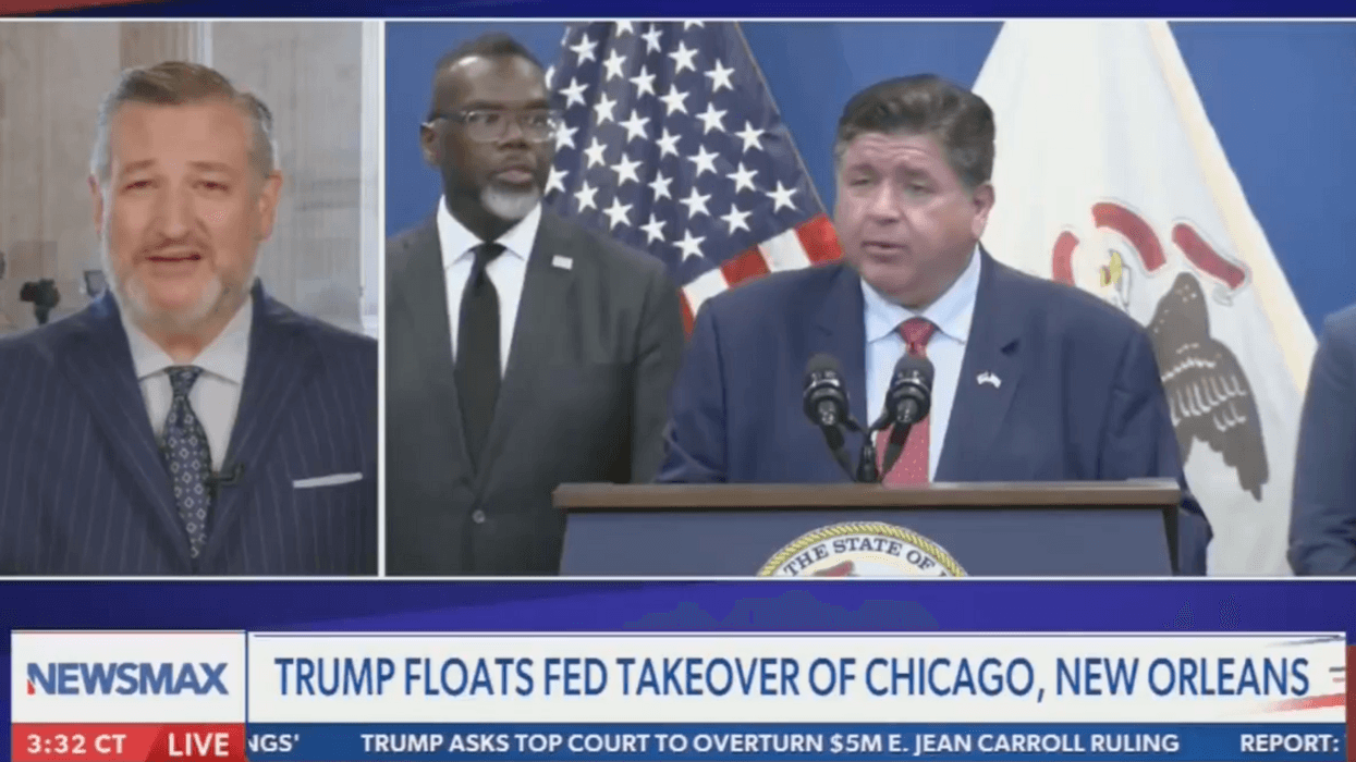 Screenshot of Ted Cruz discussing JB Pritzker on Newsmax