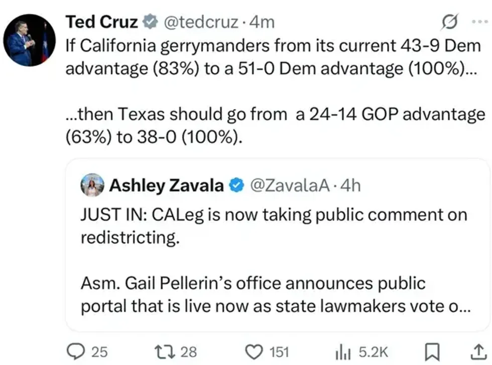 Screenshot of Ted Cruz's now-deleted tweet