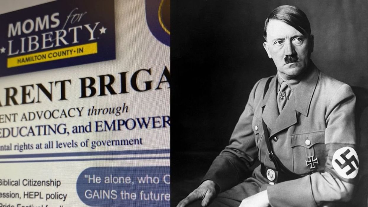 Screenshot of "The Parent Brigade" newsletter; Adolph Hitler