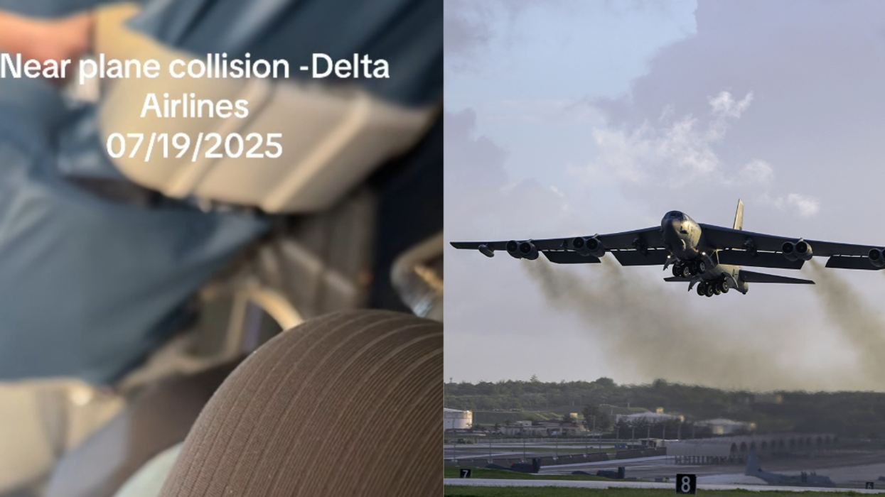 screenshot of TikTok video; US Air Force B-52H Stratofortress bomber