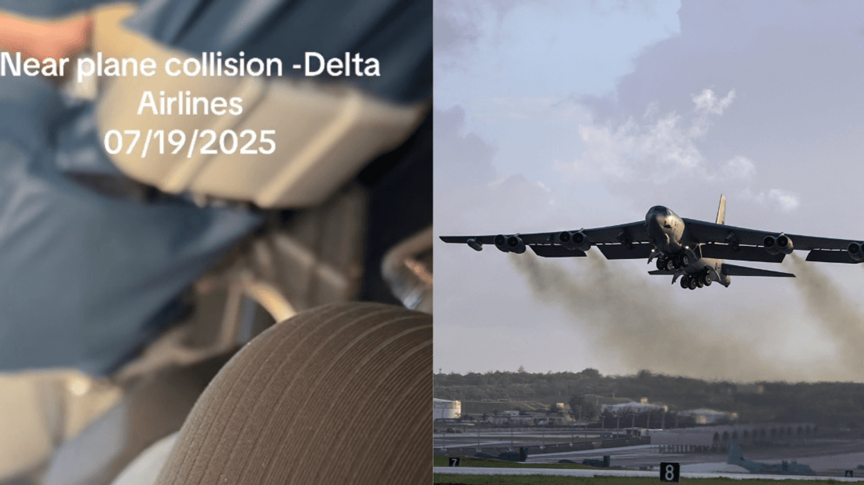 screenshot of TikTok video; US Air Force B-52H Stratofortress bomber