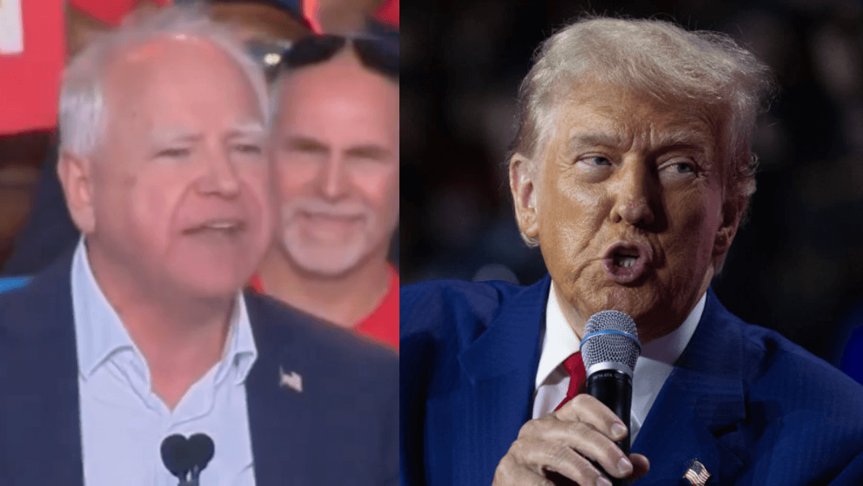 Screenshot of Tim Walz; Donald Trump