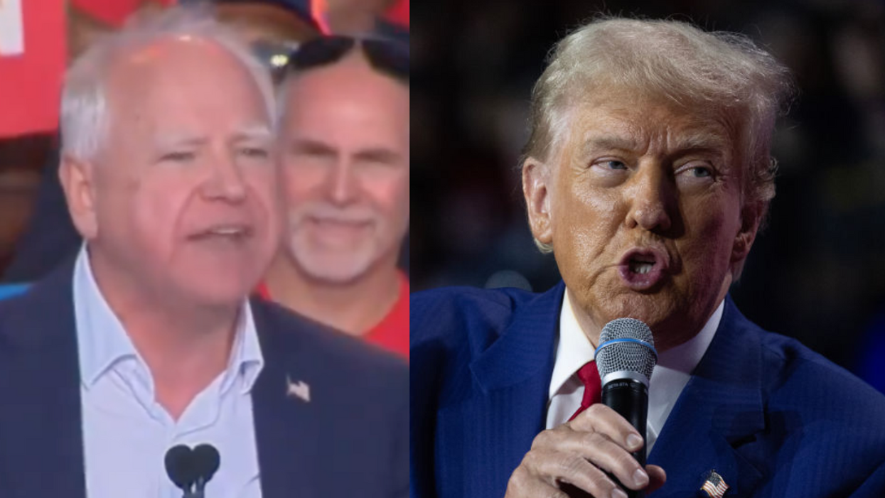 Screenshot of Tim Walz; Donald Trump