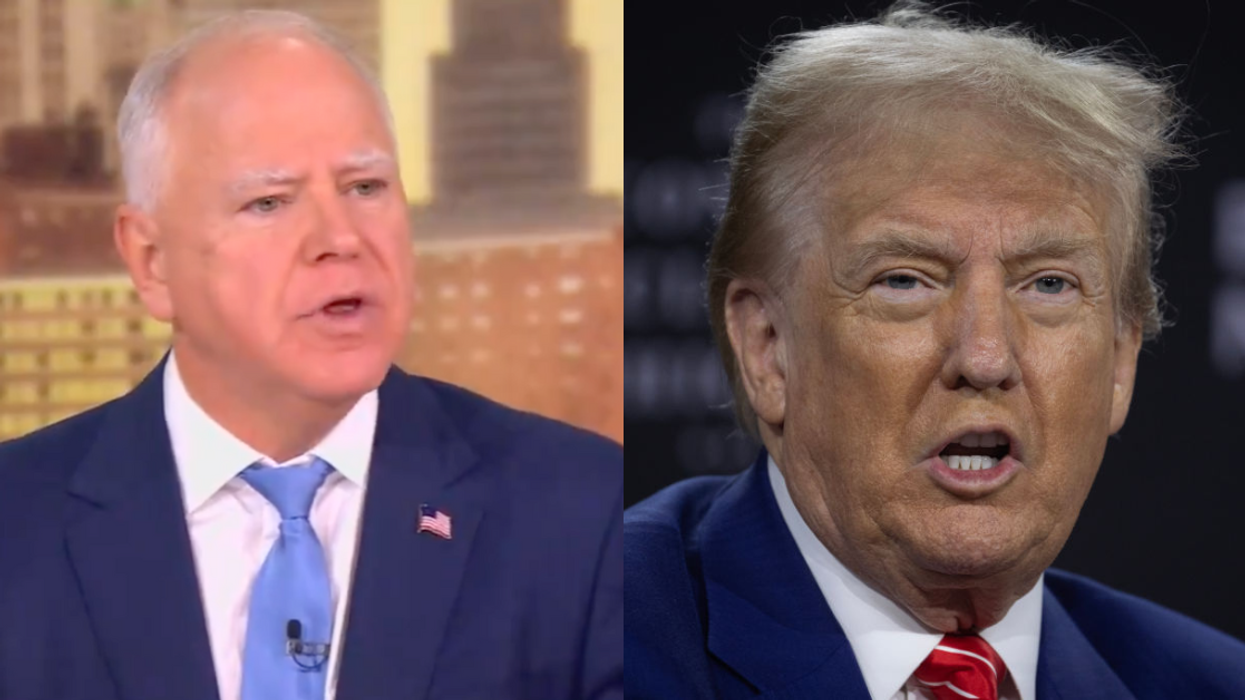 Screenshot of Tim Walz; Donald Trump