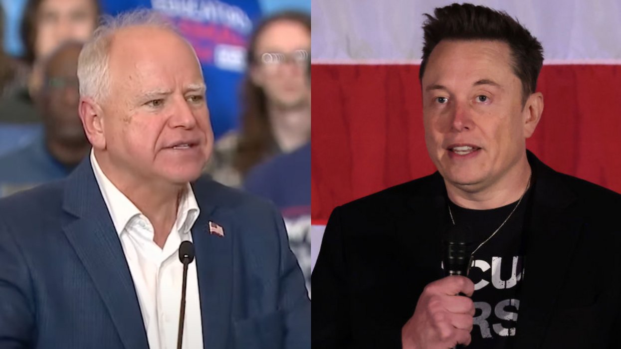 Screenshot of Tim Walz; Elon Musk