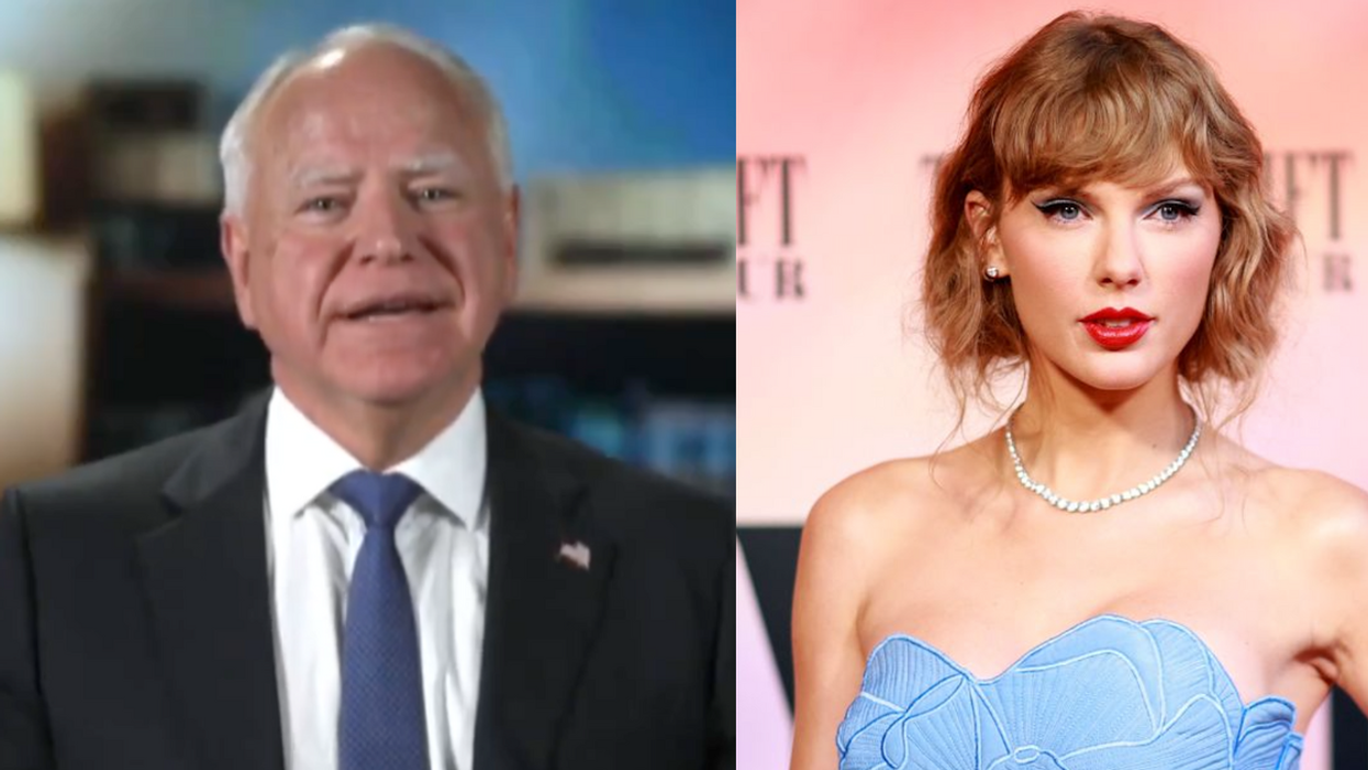 Screenshot of Tim Walz; Taylor Swift