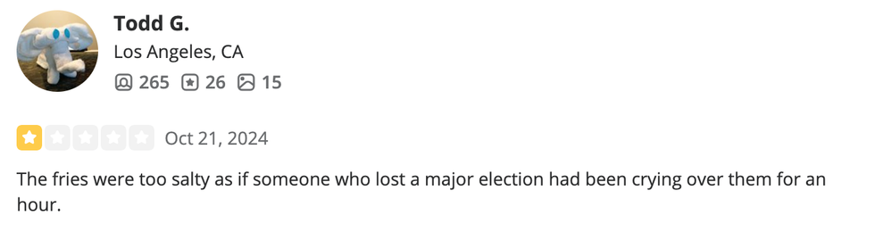 Screenshot of Todd G.'s Yelp review