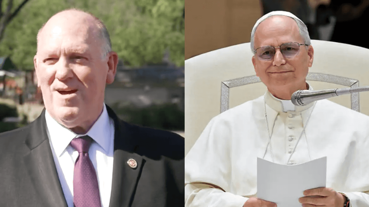 Screenshot of Tom Homan; Pope Leo XIV