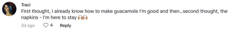 Screenshot of @tracia67's response