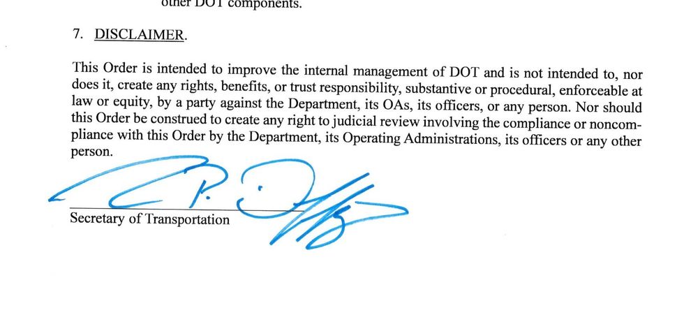 Screenshot of Transportation Department memo on birth rates