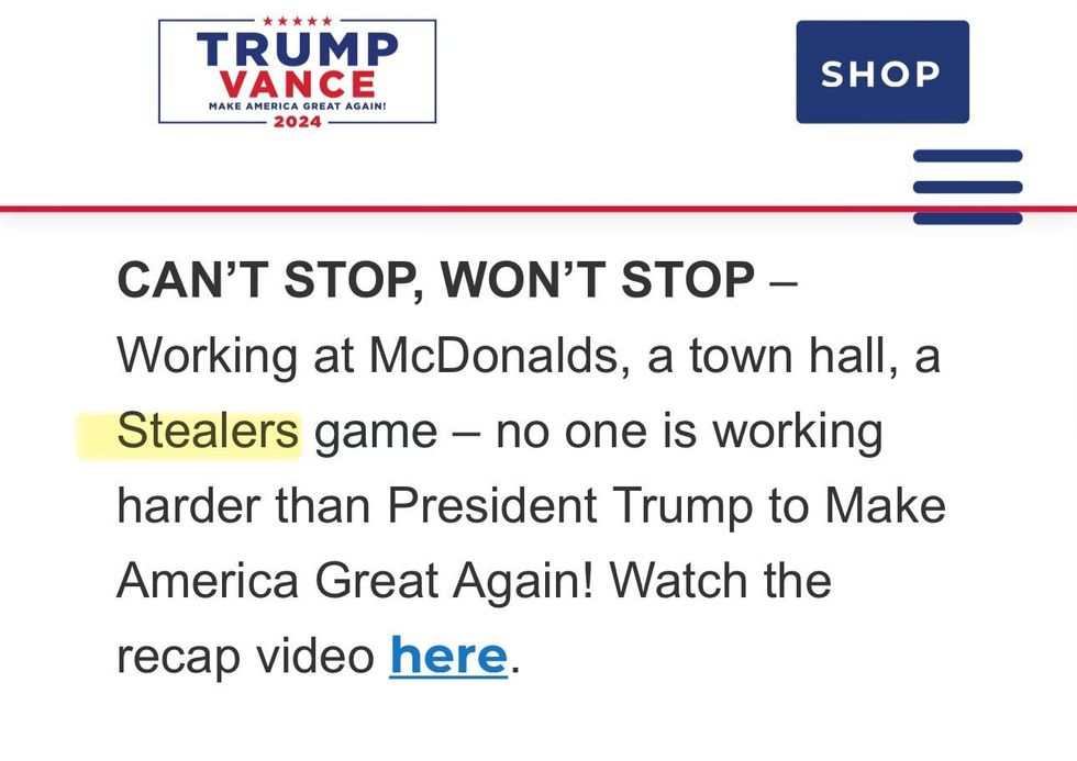Screenshot of Trump campaign e-mail