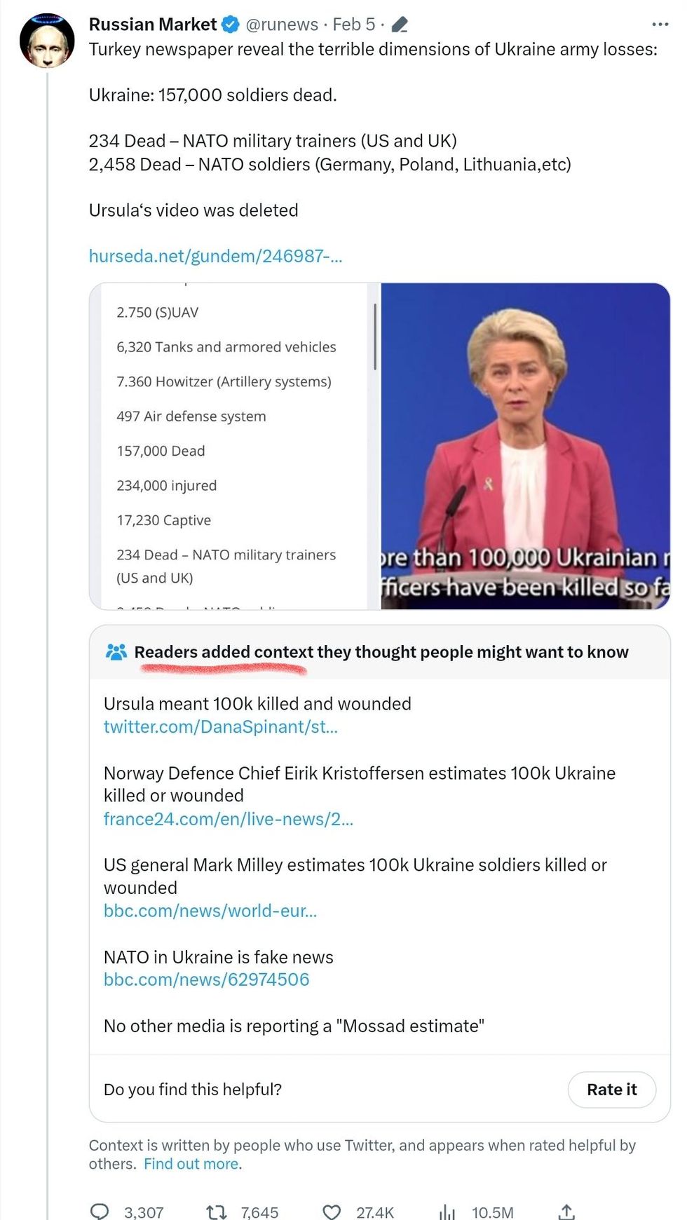 screenshot of Twitter users' fact check of Russian Market tweet