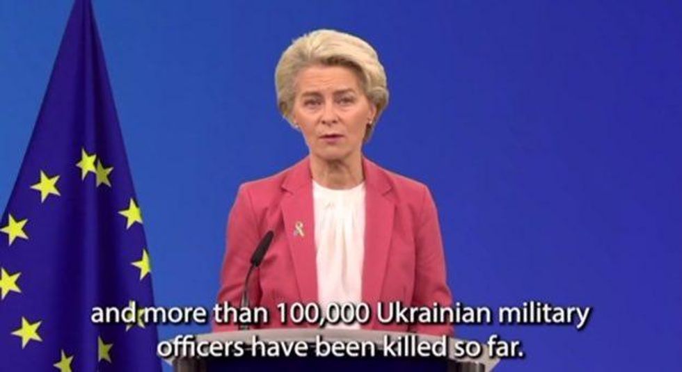 screenshot of video from Ursula von der Leyen