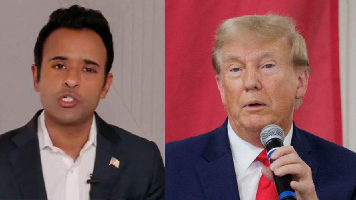 Screenshot of Vivek Ramaswamy; Donald Trump