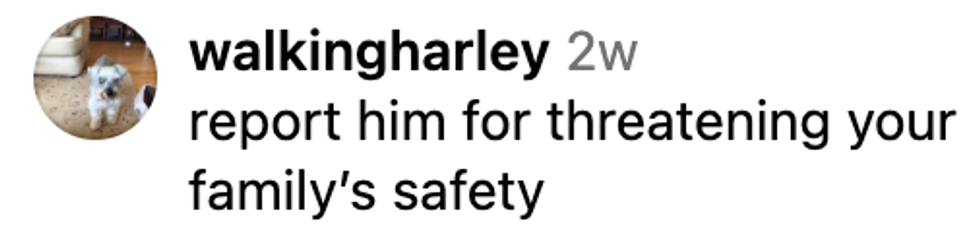 Screenshot of @walkingharley's Instagram post