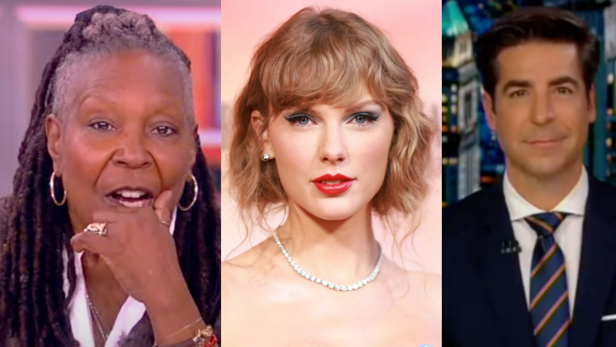 Screenshot of Whoopi Goldberg; Taylor Swift; Screenshot of Jesse Watters