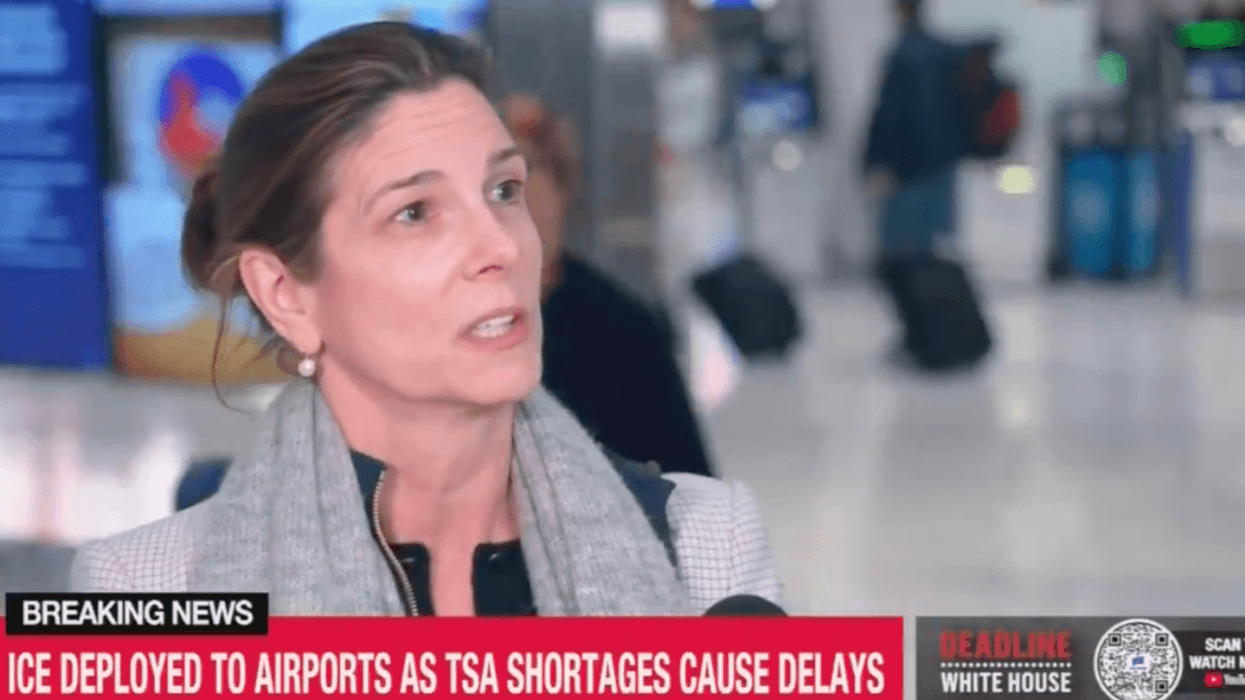 Screenshot of woman being interviewed by MS Now