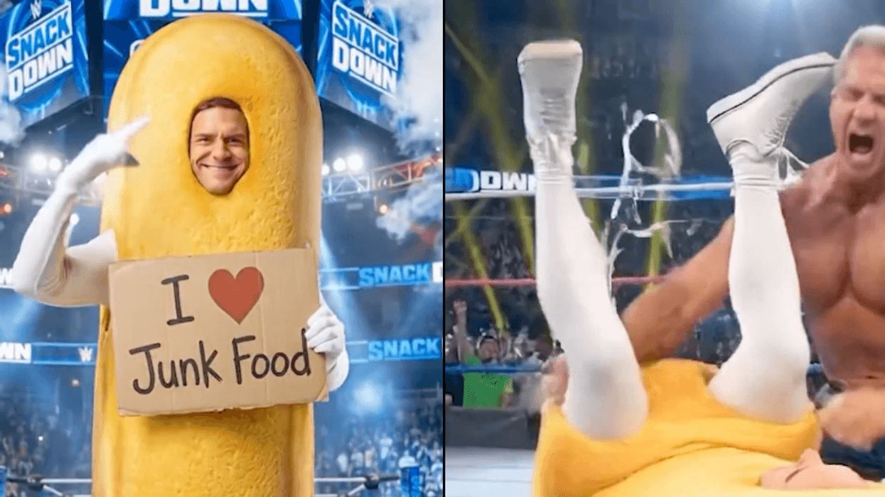 Screenshots from AI-generated video of Robert F. Kennedy Jr. "fighting" a twinkie
