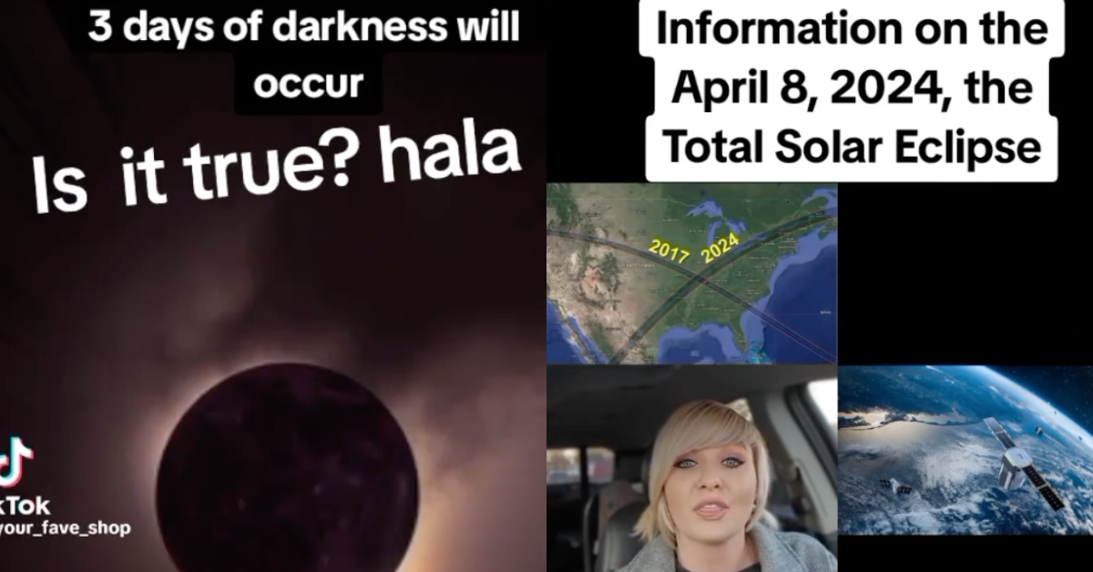Screenshots from conspiracy theorists' videos about the solar eclipse