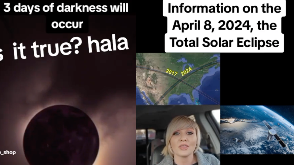 Screenshots from conspiracy theorists' videos about the solar eclipse