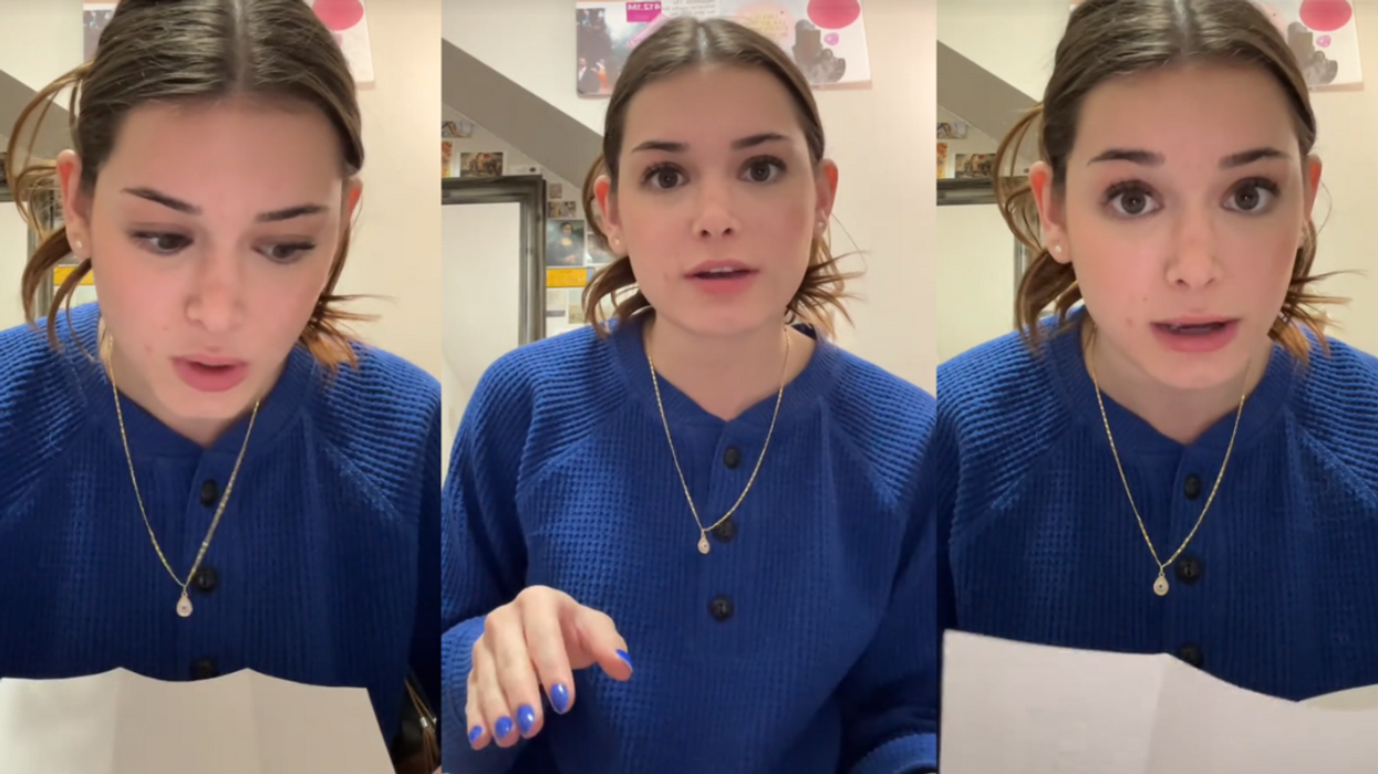 Screenshots from Croissant Woman's TikTok video