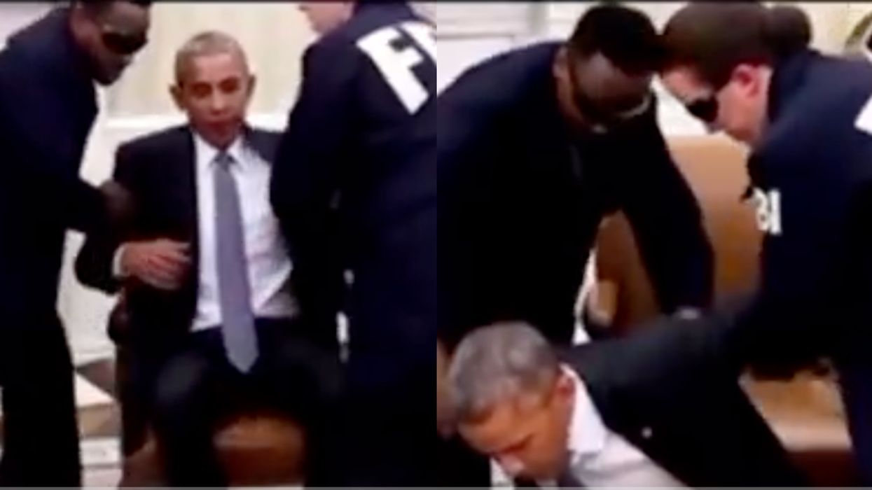 Screenshots from Donald Trump's AI video of Barack Obama being arrested