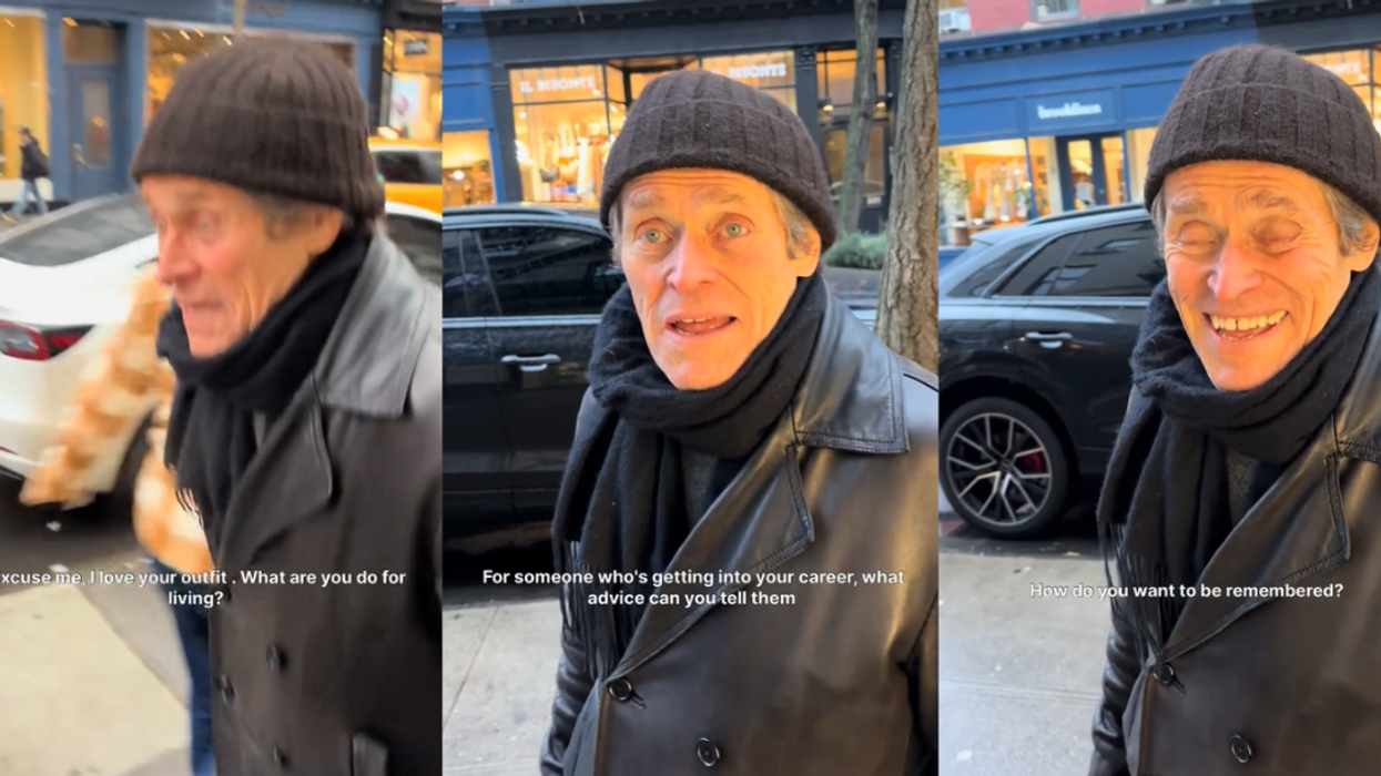 Screenshots from @hikhann's TikTok video of Willem Dafoe