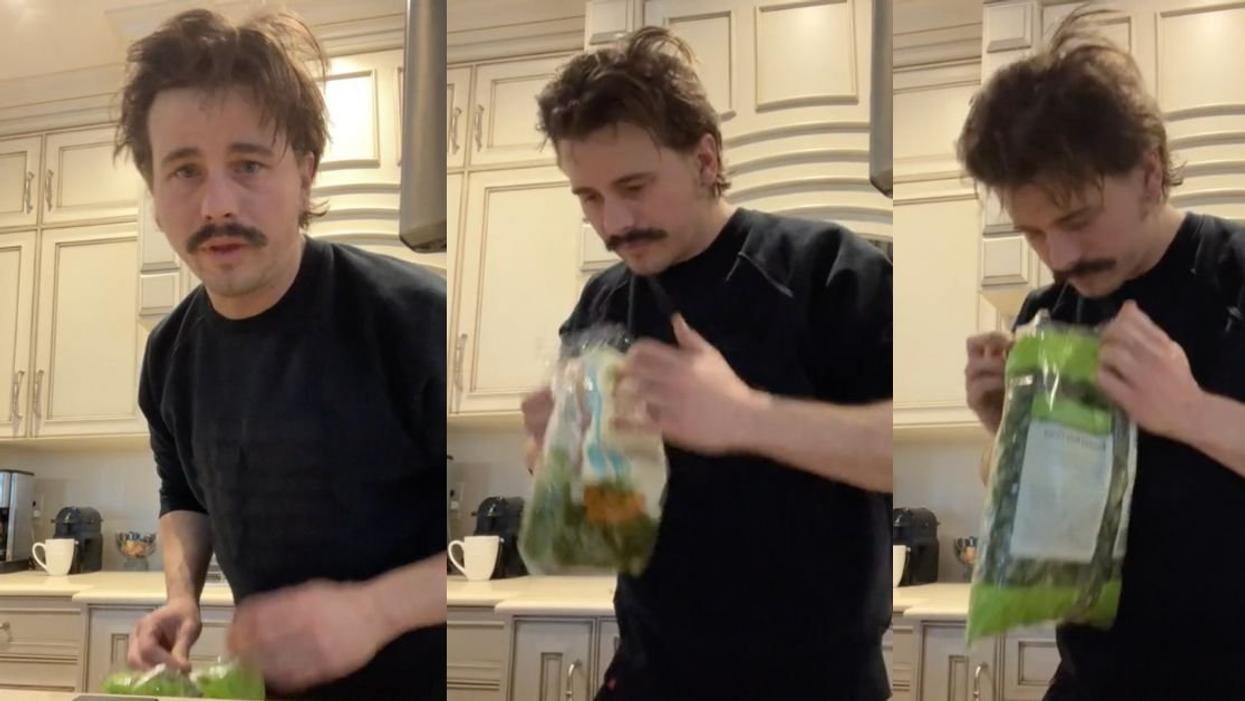 Screenshots from Jason Ritter's vintage TikTok video