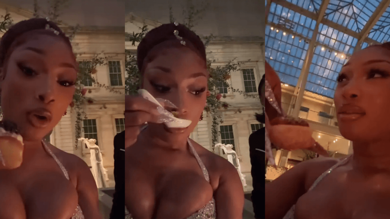 Screenshots from Megan Thee Stallion's Instagram video at the Met Gala