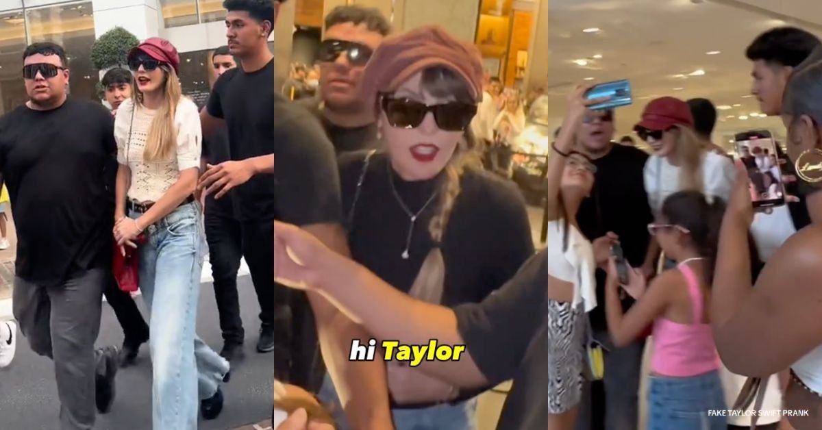 Screenshots from prank video of Taylor Swift impesonator