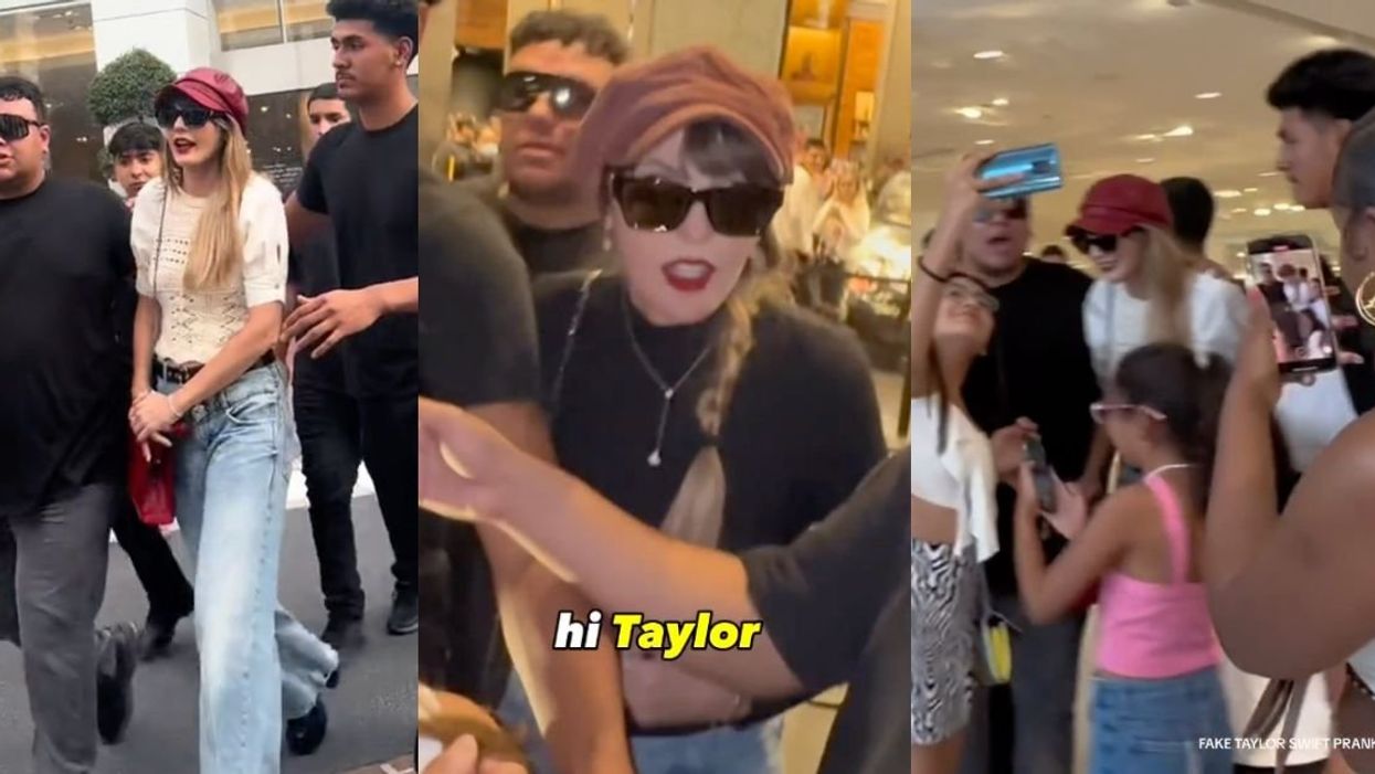 Screenshots from prank video of Taylor Swift impesonator