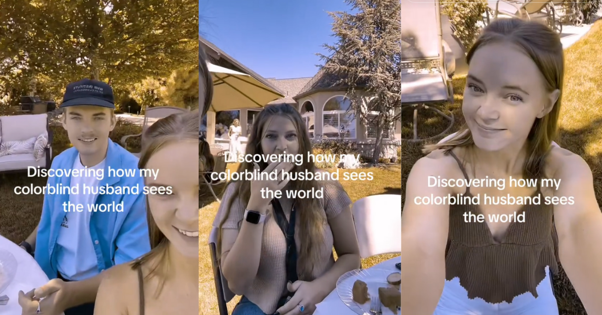 Screenshots from @tessromie's TikTok video using the colorblind filter