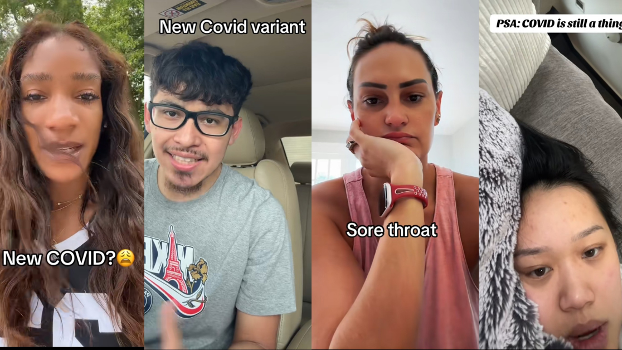 screenshots from TikTok of users talking about COVID Nimbus variant