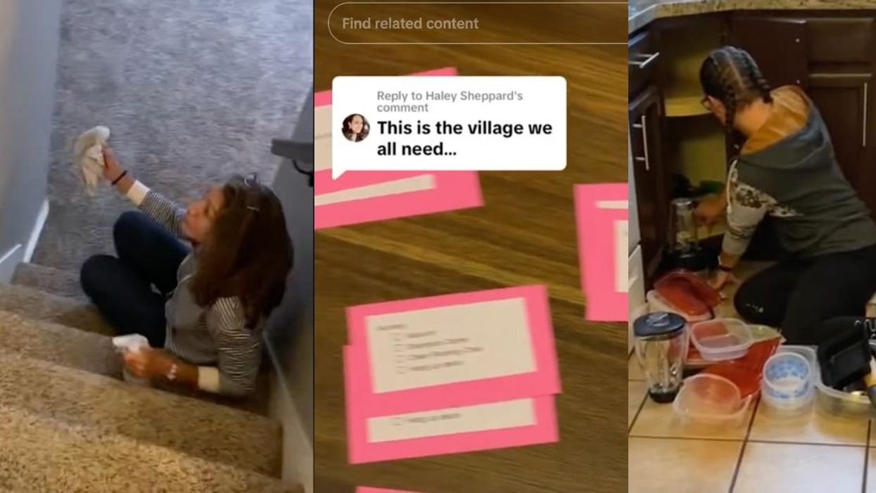 Screenshots from TikToker @nialuis's video of her nesting party.