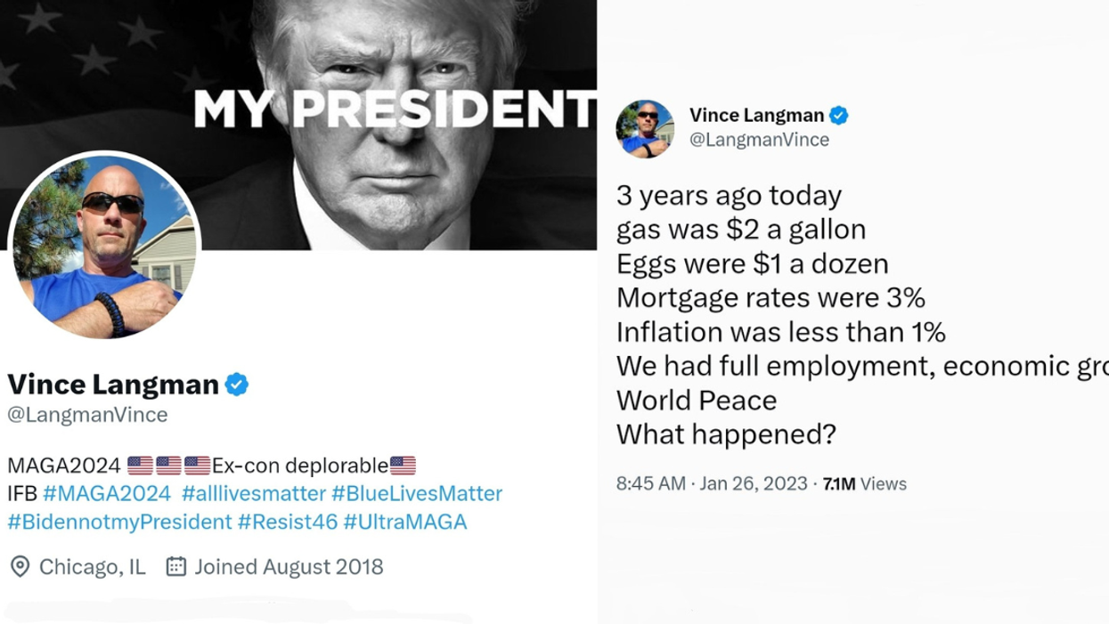 screenshots from Vince Langman's Twitter account