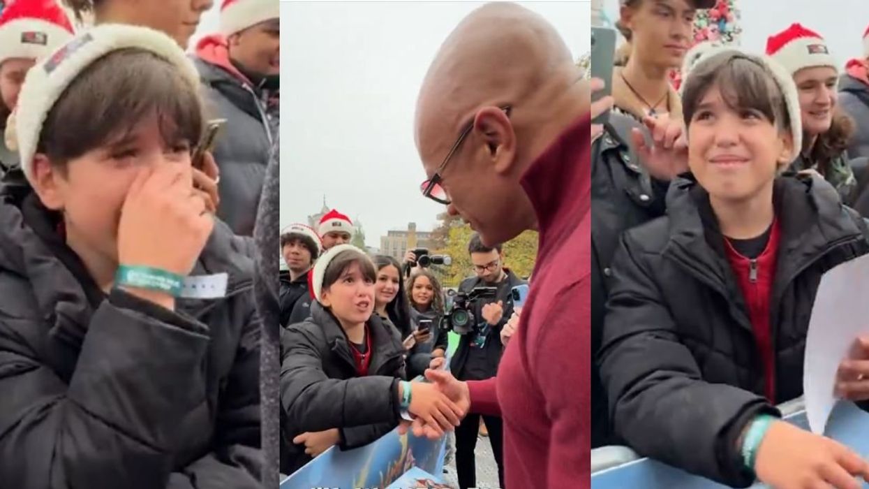 Screenshots from young boy's emotional interaction with The Rock