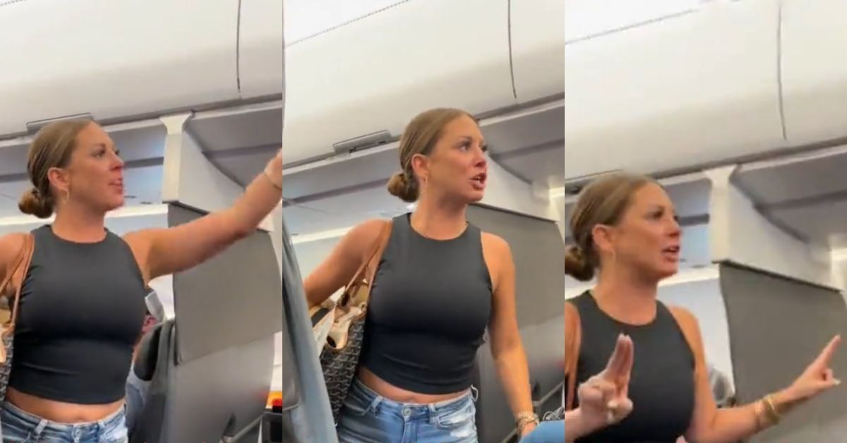 Screenshots of a woman having a tantrum on a plane