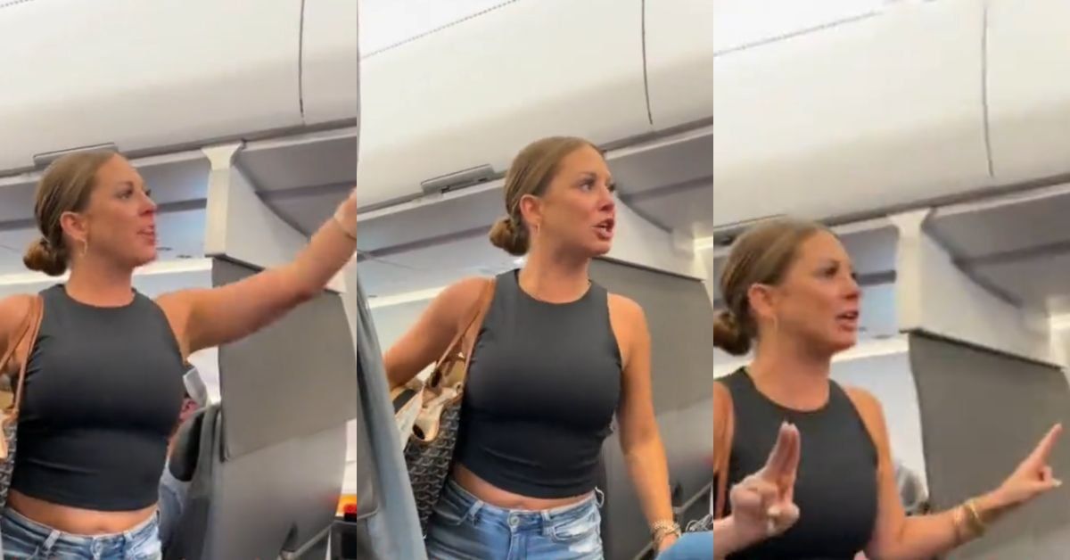 Screenshots of a woman having a tantrum on a plane