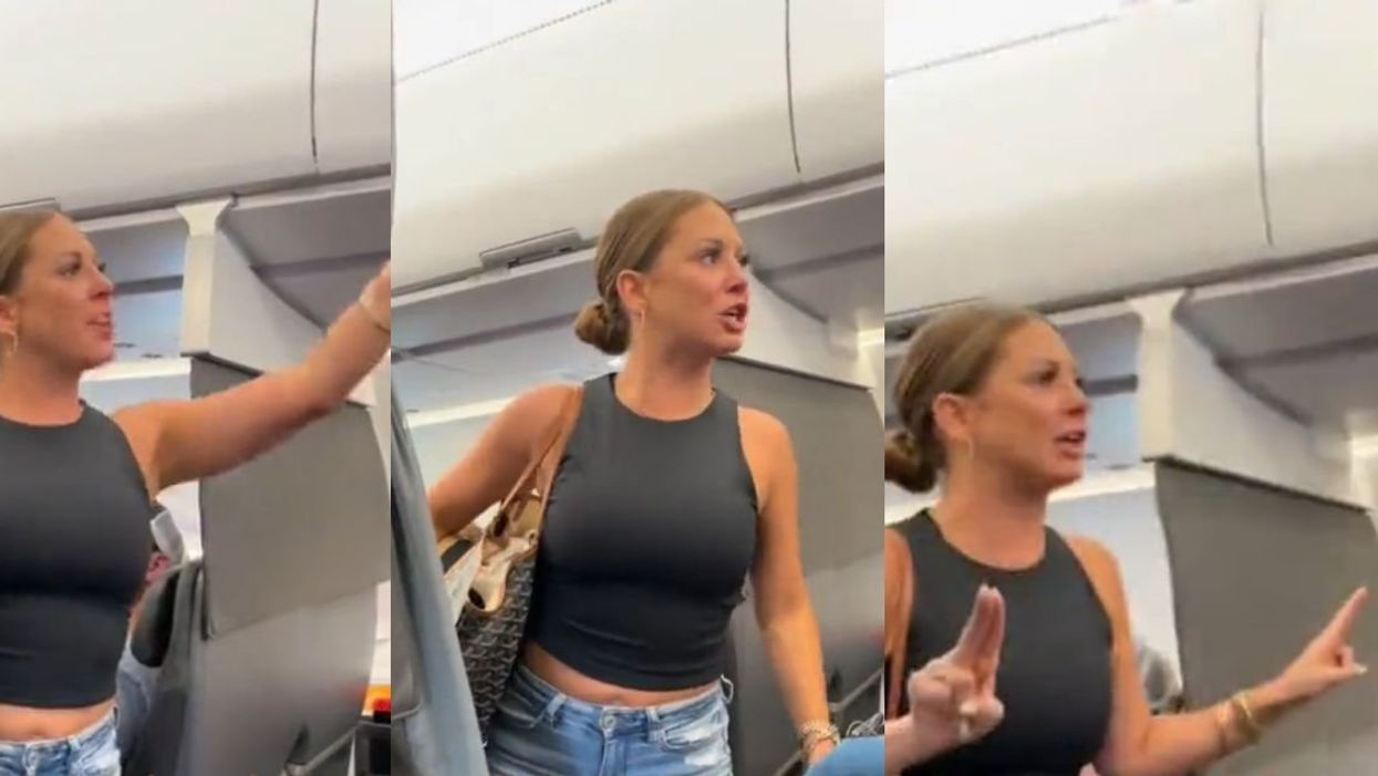 Screenshots of a woman having a tantrum on a plane