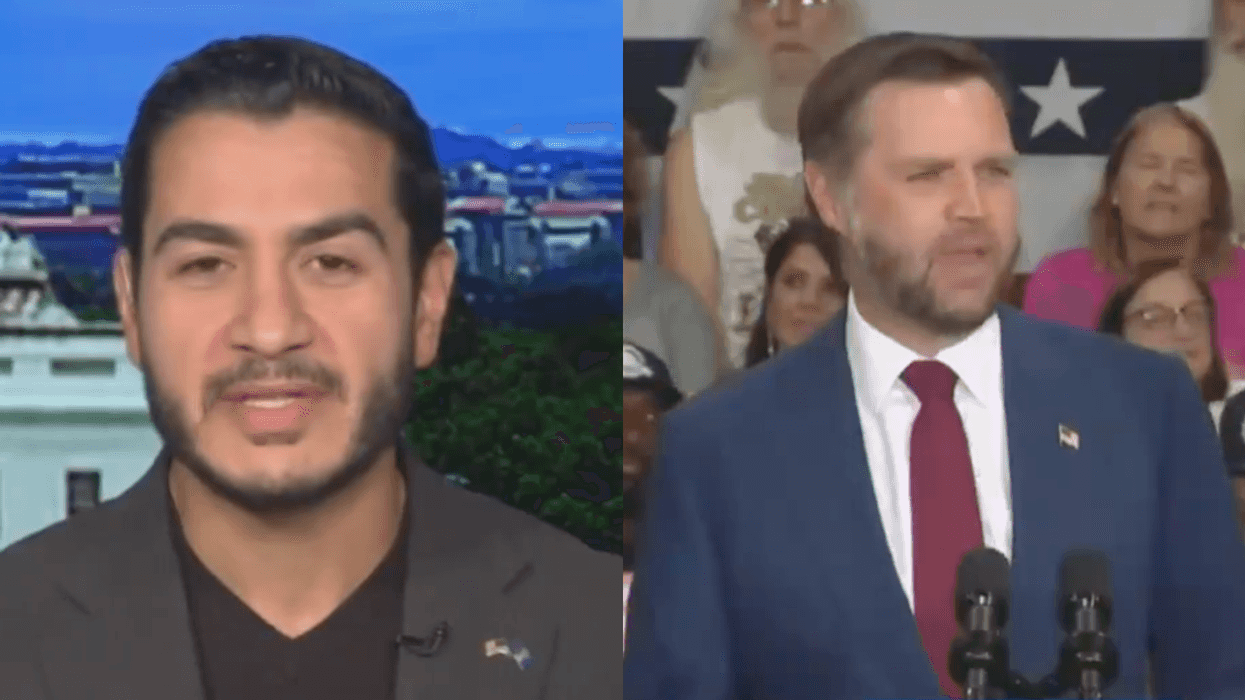 Screenshots of Abdul El-Sayed and JD Vance
