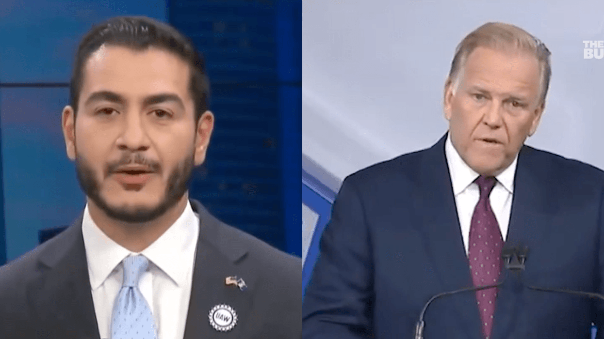 Screenshots of Abdul El-Sayed and Mike Rogers